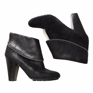 MICHAEL KORS Burnished Leather Moto Ankle Boots